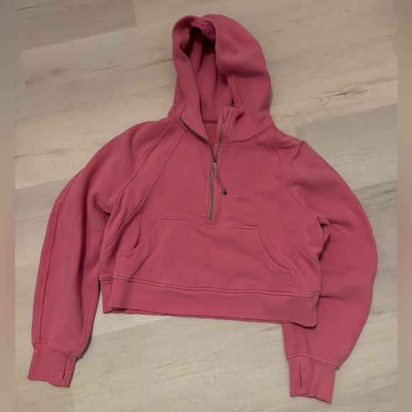 Pink Blossom Hooded Scuba Half Zip - Picture 1 of 3